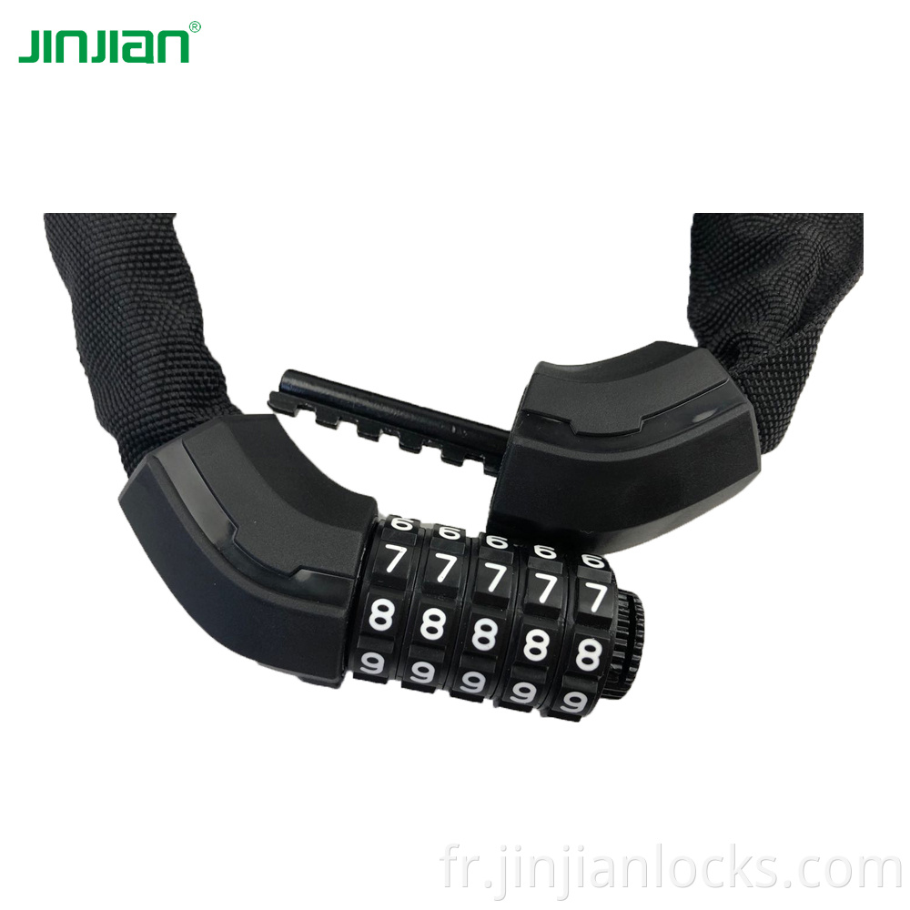 Jinjian Steel Bicycle Bike Chain Lock 5 chiffres Numéro de combinaison Lock Bélogue Lock Bike